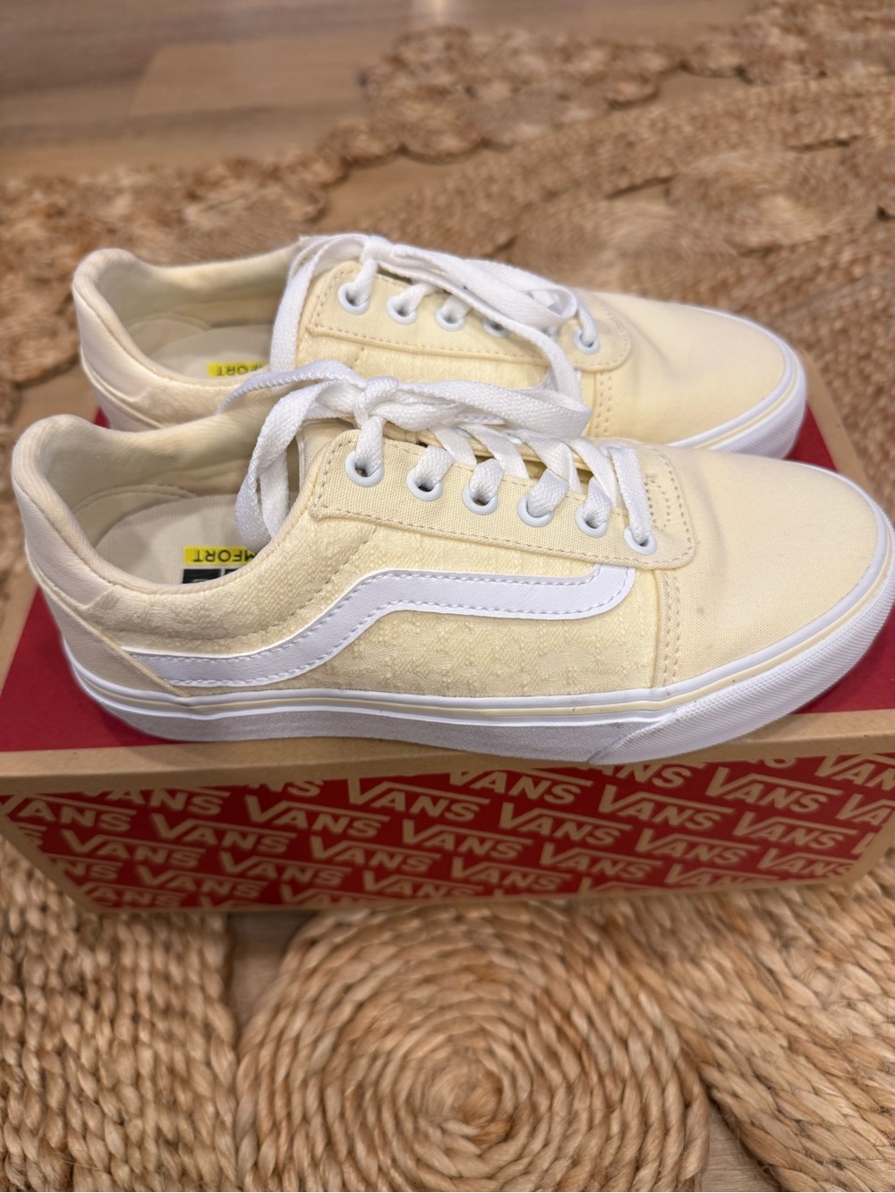 Vans Ward Deluxe Woven Linen Afterglow White Deluxe Comfort OrthoLite 6.5 New